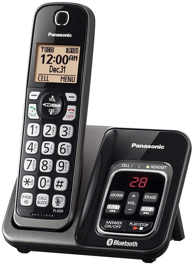 Panasonic KX-TG833SK Bluetooth Link2Cell Cordless Phone with Voice Assist and Answering Machine = 3 Handsets Panasonic KX-TG833SK Bluetooth Link2Cell Cordless Phone with Voice Assist and Answering Machine = 3 Handsets